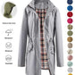 💖2026 HOT SALE 50% OFF🧥Women's Solid Color Drawstring Zip Up Hooded Trench Coat🍃