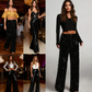 💖LAST DAY SALE 65% OFF💃Women's Sequin Sparkle Wide Leg Pants with Elastic Waistband