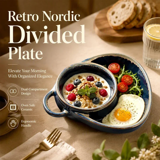 🎉This Week's Special Sales - 60% OFF✨Retro Ceramic Divided Baking Dish with Single Handle