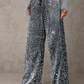 💖LAST DAY SALE 65% OFF💃Women's Sequin Sparkle Wide Leg Pants with Elastic Waistband