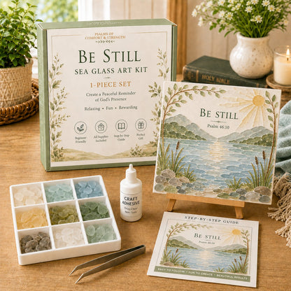 2026 New Arrival 🌊✨Psalms Sea Glass Art Kit - Christian Scripture DIY Decor🎨