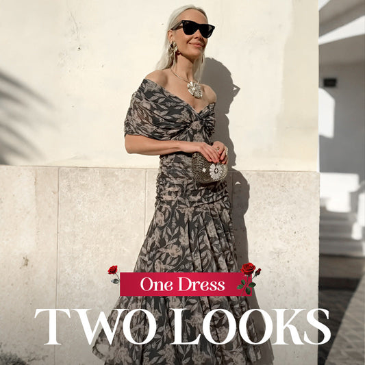 🌸New Arrival 70%OFF💖 Women's Off-the-Shoulder V-Neck Printed Dress