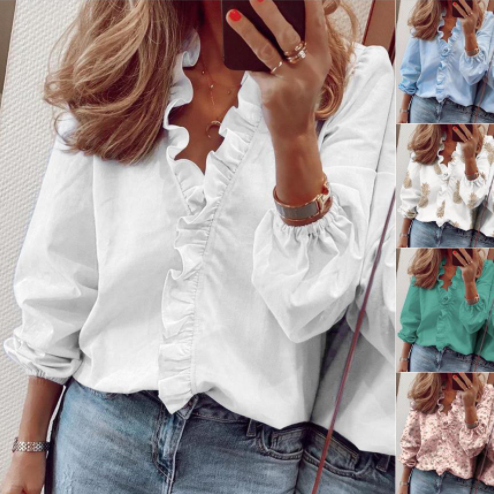👚 70% OFF NOW! ✨ Women's Ruffled Lantern Sleeve Shirt – Sweet Design, Loose Fit & Versatile Style for Any Occasion 🍃