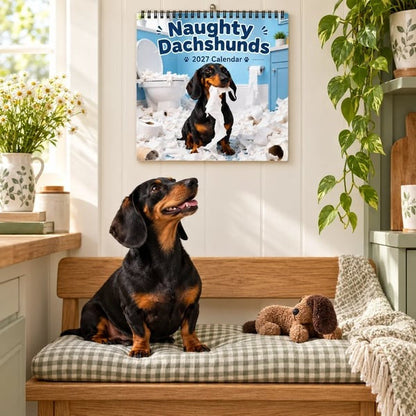 Buy 2 Get 1 Free🐶Naughty Dachshunds 2027 Wall Calendar – 12 Months of Mischief, Mayhem & Sausage Dog Smiles