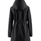 💖2026 HOT SALE 50% OFF🧥Women's Solid Color Drawstring Zip Up Hooded Trench Coat🍃