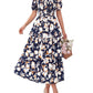 ⏰Summer Hot Sale 70% OFF💃Women's Floral Square Neck Puff Short Sleeve Smocked Tiered Dress