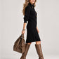 🔥 HALF PRICE 👗 Casual Knitted Stand Collar Long Dress With Pockets