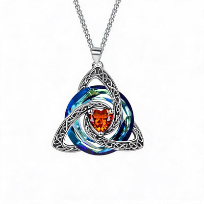 🔥Only £8.99 Last Day Promotion!💎 🍀Birthstone Celtic Trinity Knot Necklace ✨