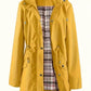 💖2026 HOT SALE 50% OFF🧥Women's Solid Color Drawstring Zip Up Hooded Trench Coat🍃