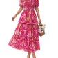 ⏰Summer Hot Sale 70% OFF💃Women's Floral Square Neck Puff Short Sleeve Smocked Tiered Dress