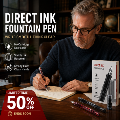 ✍️ High-Capacity Fountain Pen – Refillable Ink Pen with No Cartridge Changes
