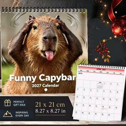 📢📢60% OFF ! Funny Capybara 2027 Wall Calendar 🐹– 12-Month Cute & Playful Capybara Calendar, Spiral Hanging Wall Planner for Capybara Lovers & Nature Fans