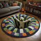 🎃3D Skeleton Vortex Quilted Round Halloween Rug