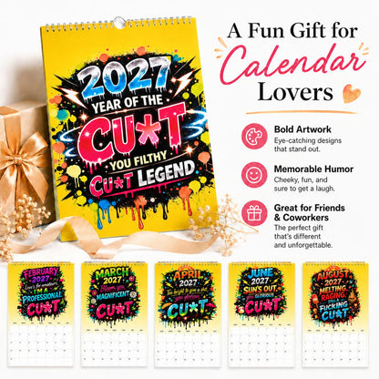 💥Early Bird Sale — 60% OFF🎁2027 Year of the Cu*t Wall Calendar – Bold Graffiti Humor Calendar📆🌟