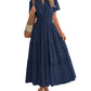 Hot Sale 70% OFF⏰Women's V Neck Short Sleeve Dress🎉Lightweight Elastic Waist Dress