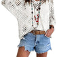 ⏰Last day sale 70% OFF🔥Womens Bohemian-Inspired Beige Crochet Top with V-Neck