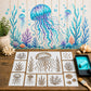 🐙 Reusable Ocean Octopus Mural Stencil Set | Bring Plain Walls & Fences to Life with a Bold Underwater Scene 🌊🎨✨