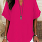 🌸Hot Sale70% OFF👕Fashion Loose Solid Color Short Sleeve Top