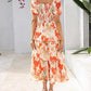 ⏰Summer Hot Sale 70% OFF💃Women's Floral Square Neck Puff Short Sleeve Smocked Tiered Dress