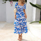 ⏰Summer Hot Sale 70% OFF💃Women's Floral Square Neck Puff Short Sleeve Smocked Tiered Dress