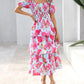 ⏰Summer Hot Sale 70% OFF💃Women's Floral Square Neck Puff Short Sleeve Smocked Tiered Dress