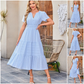 Hot Sale 70% OFF⏰Women's V Neck Short Sleeve Dress🎉Lightweight Elastic Waist Dress