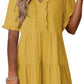 🔥🌈2026 Summer Hot Sale 70% OFF🌈Women's V Neck Ruffle Casual A-Line Flowy Swing Shift Dress