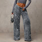 💖LAST DAY SALE 65% OFF💃Women's Sequin Sparkle Wide Leg Pants with Elastic Waistband
