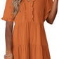 🔥🌈2026 Summer Hot Sale 70% OFF🌈Women's V Neck Ruffle Casual A-Line Flowy Swing Shift Dress