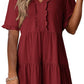 🔥🌈2026 Summer Hot Sale 70% OFF🌈Women's V Neck Ruffle Casual A-Line Flowy Swing Shift Dress