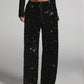 💖LAST DAY SALE 65% OFF💃Women's Sequin Sparkle Wide Leg Pants with Elastic Waistband