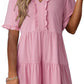 🔥🌈2026 Summer Hot Sale 70% OFF🌈Women's V Neck Ruffle Casual A-Line Flowy Swing Shift Dress