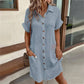 💥Limited Sale Only ￡11.99!!✨Short Sleeve Shirt Dress - Soft, Pocketed & Effortlessly Stylish💃
