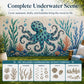 🐙 Reusable Ocean Octopus Mural Stencil Set | Bring Plain Walls & Fences to Life with a Bold Underwater Scene 🌊🎨✨