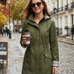 💖2026 HOT SALE 50% OFF🧥Women's Solid Color Drawstring Zip Up Hooded Trench Coat🍃