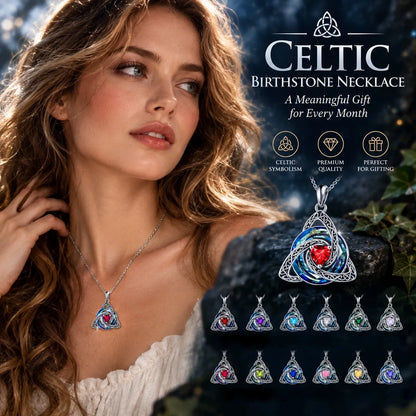 Over 3,416+ Sold🔥Only £8.99 Last Day Promotion!💎 🍀Birthstone Celtic Trinity Knot Necklace ✨