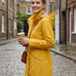💖2026 HOT SALE 50% OFF🧥Women's Solid Color Drawstring Zip Up Hooded Trench Coat🍃