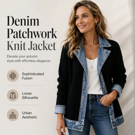⌛Limited Sale: ONLY ￡15.99!!🔥Women's Patchwork Denim Coat – Stretchy, Stylish & Comfortable ✨