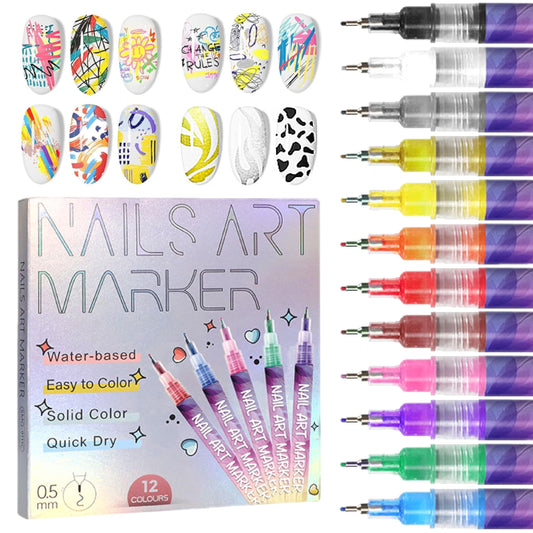 ⏰LAST WEEK SPECIAL PRICE: ￡9.99!!⏳12 Colors Nail Art Pens Set🎨💅