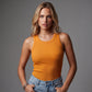 Built-in Bra Ribbed Round Neck Tank Top