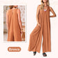 Women's Casual V-Neck Sleeveless Wide-Leg Jumpsuit