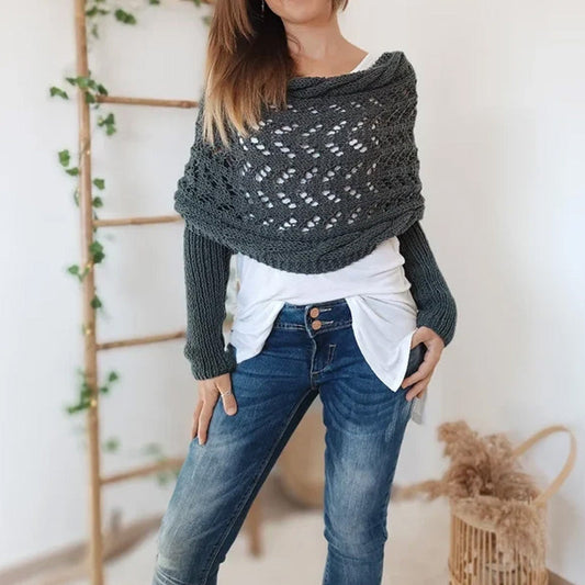 💝BIG SALE🔥49%OFF & ADD 4, Get 1 Free (Auto Discount) 🎁 Knitted Shawl Poncho - Perfect Gift!