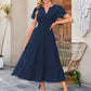 Hot Sale 70% OFF⏰Women's V Neck Short Sleeve Dress🎉Lightweight Elastic Waist Dress