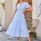 Hot Sale 70% OFF⏰Women's V Neck Short Sleeve Dress🎉Lightweight Elastic Waist Dress
