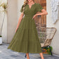 Hot Sale 70% OFF⏰Women's V Neck Short Sleeve Dress🎉Lightweight Elastic Waist Dress