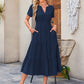 Hot Sale 70% OFF⏰Women's V Neck Short Sleeve Dress🎉Lightweight Elastic Waist Dress