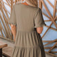 🔥🌈2026 Summer Hot Sale 70% OFF🌈Women's V Neck Ruffle Casual A-Line Flowy Swing Shift Dress