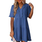 🔥🌈2026 Summer Hot Sale 70% OFF🌈Women's V Neck Ruffle Casual A-Line Flowy Swing Shift Dress