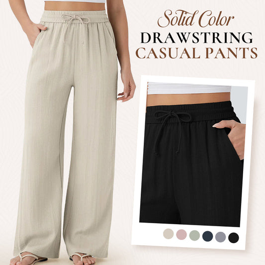 🔥LAST DAY SALE 70% OFF👍✨ Lightweight Linen Pants Solid Color Drawstring Casual Pants -🥰Breathable & Skin-Friendly