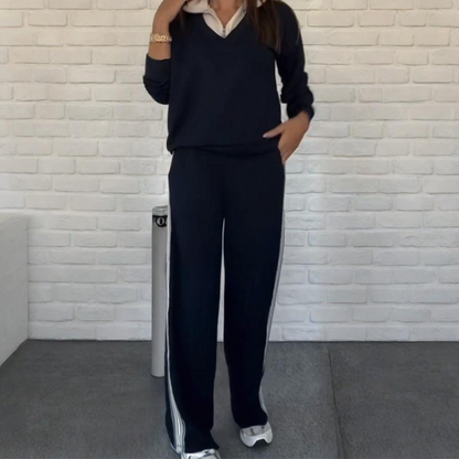 💫 Flash Sale: Save 60% Now🍂 Women's Long Sleeve Lapel Top & Pants Set – Perfect for Both Work and Leisure